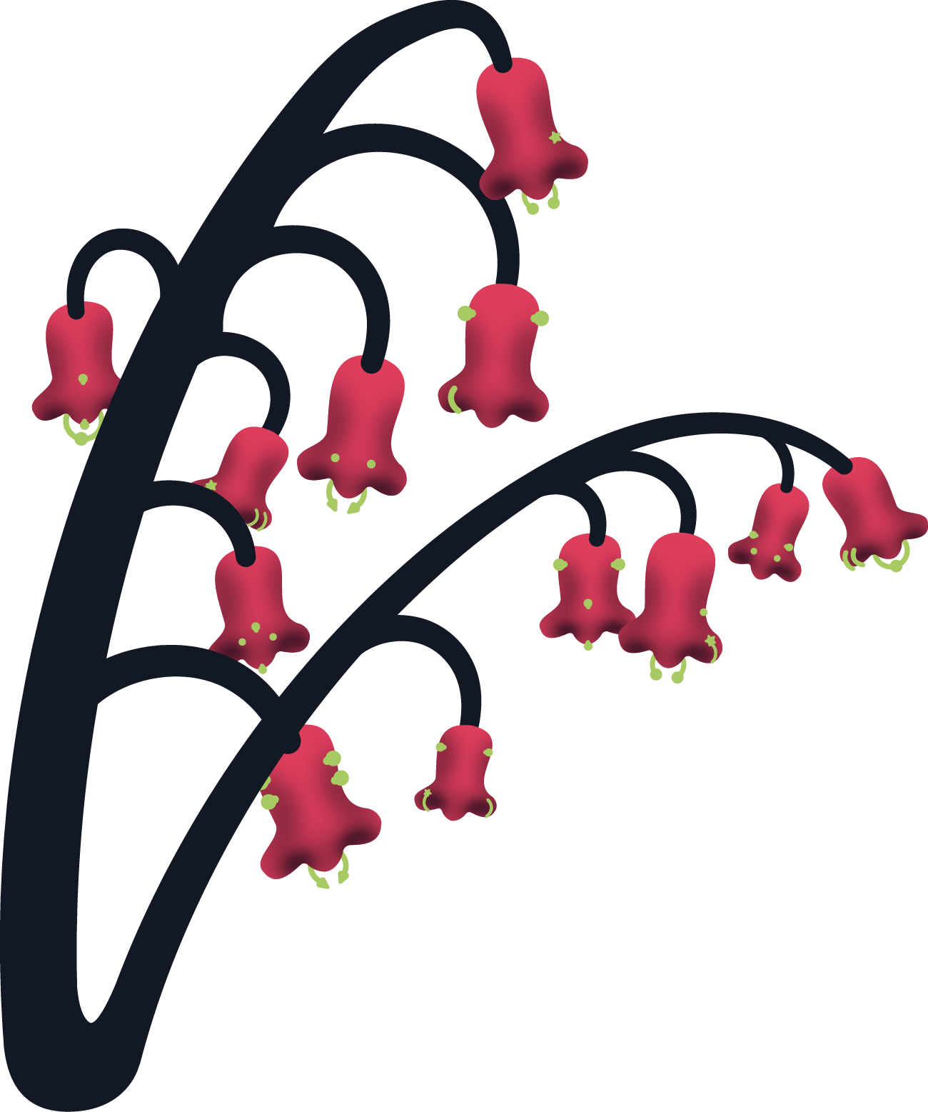 An illustration of a plant whose flowers resemble pierced noses.